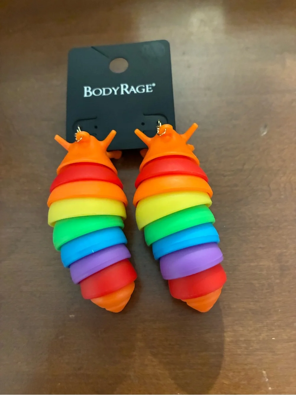 BodyRage  Rainbow Stackable Caterpillar Earrings - Multicolor - Picture 2 of 3